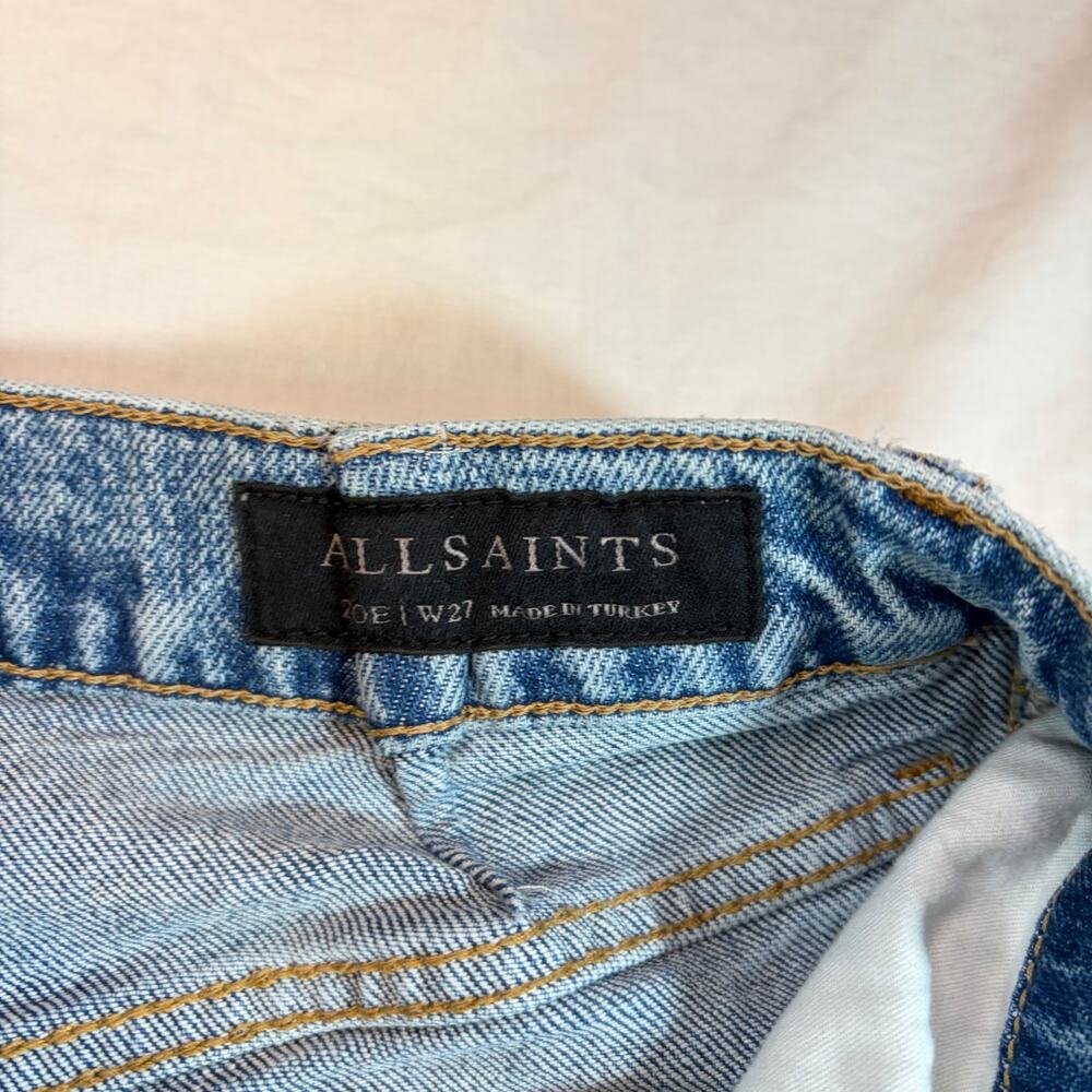 AllSaints womens Zoe Jeans button fly light medium wash, knee distress. Size 27 - Picture 4 of 7